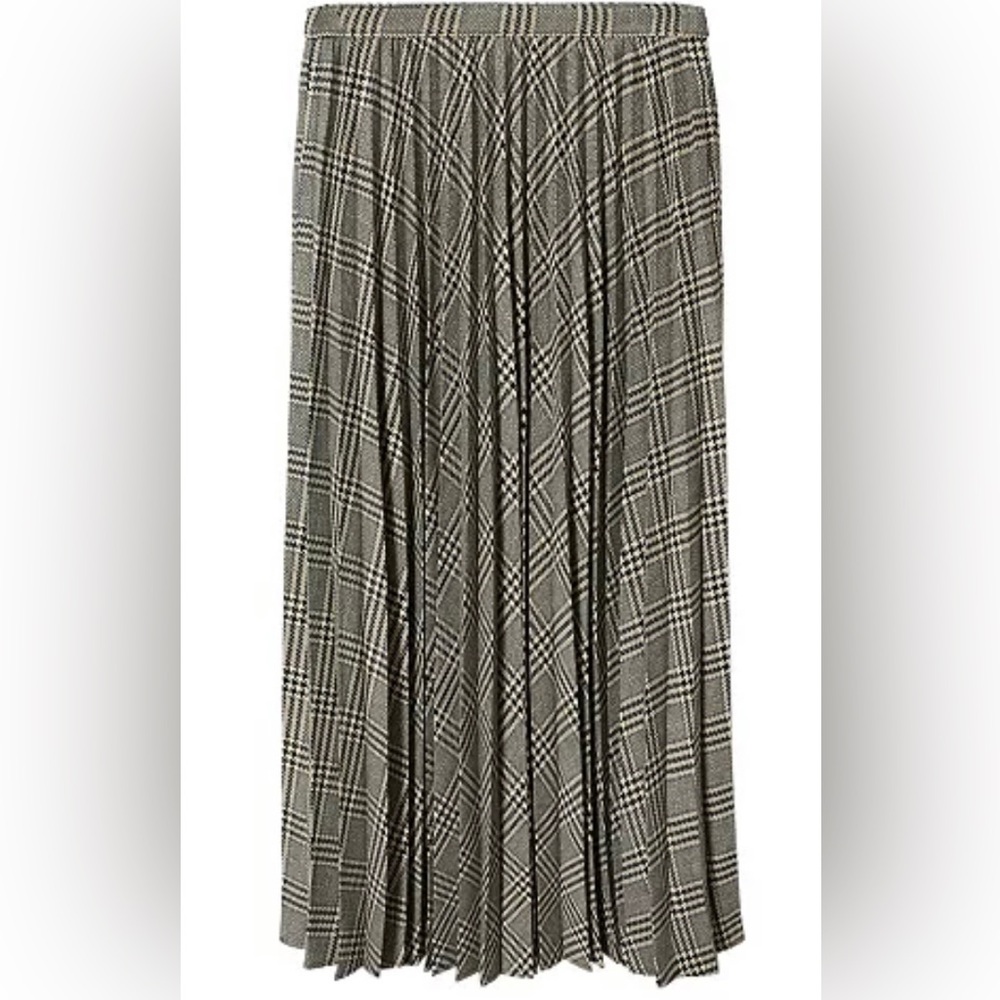 MANGO Checked Pleated Skirt Size 8